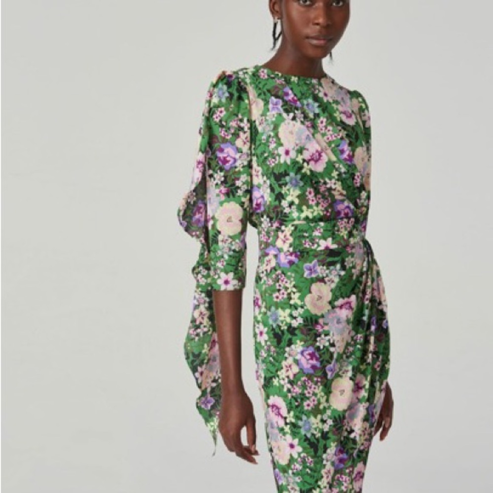 MOTF Asymmetrical Floral Dress in Green and Purple